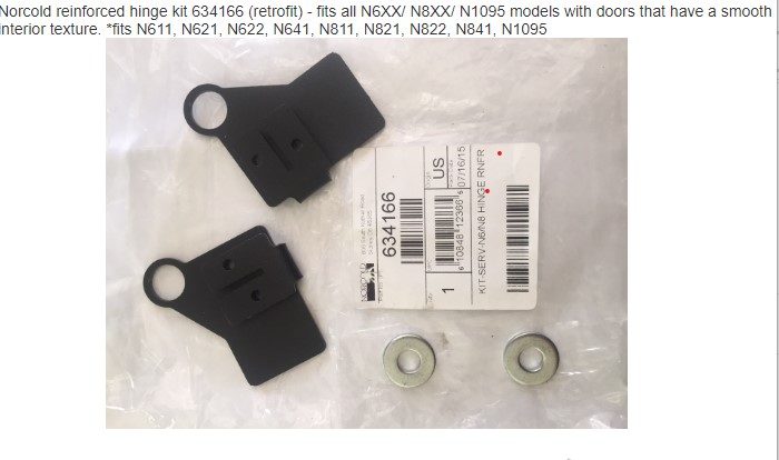 634166 Norcold Door Hinge  reinforcement  repair kit the series of N6, N8, & N1095 before they break out #634166